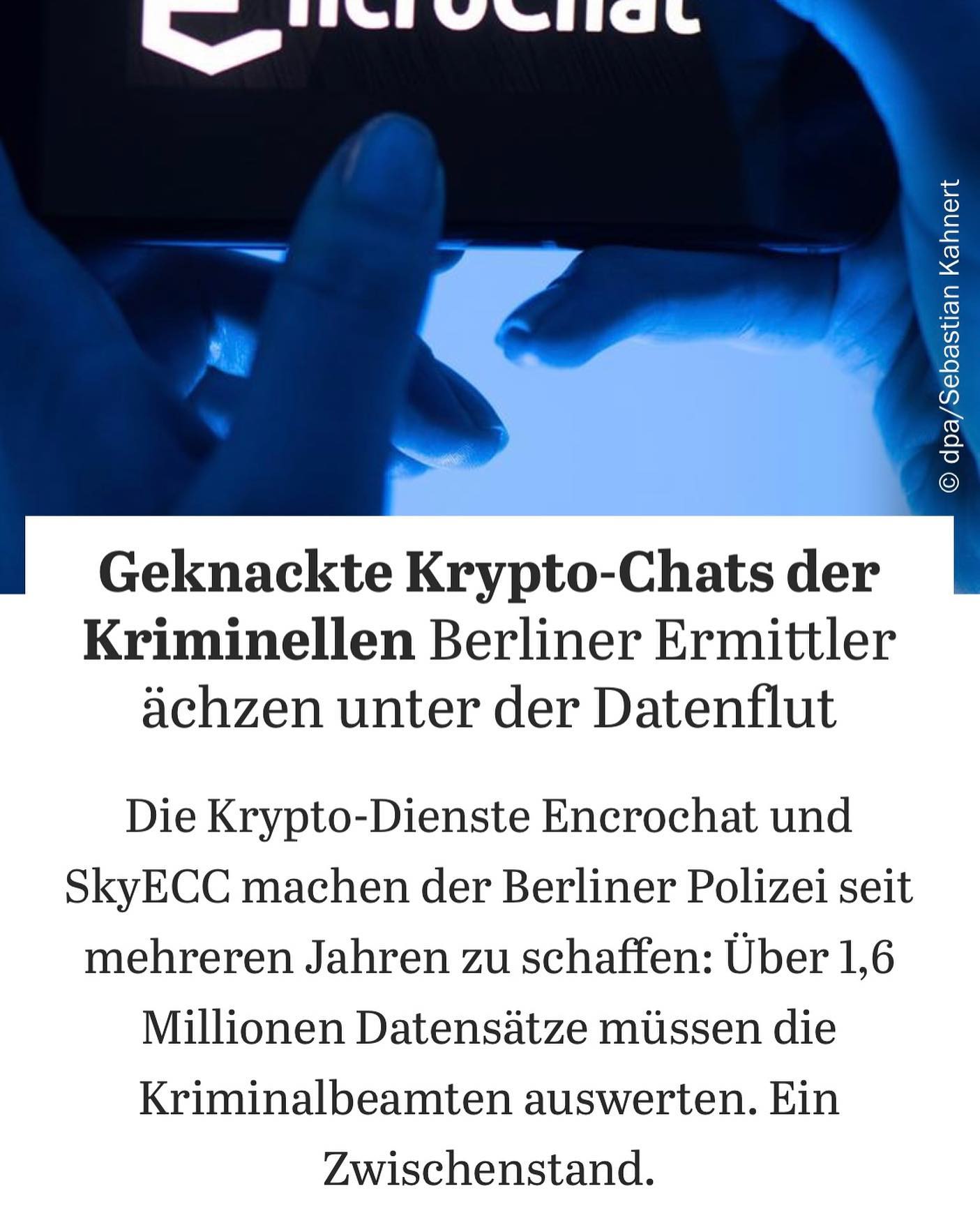 „Verbrechen darf sich nicht lohnen“, sagt Schlüsselburg. „Jeder kriminell erworbene #Cent, jeder #Bitcoin und jeder Vermögensgegenstand, den wir der organisierten #Kriminalität abnehmen, ist ein Sieg für den #Rechtsstaat.“ Dafür müssten @polizeiberlin , Staatsanwaltschaft und Gerichte aber auch schnell mit der Datenauswertung und Vollstreckung der Einziehungsentscheidungen sein. 

Nachdem die zuständigen Stellen in der #Justiz gestärkt werden sollen, sieht der @linksfraktion_berlin -Abgeordnete wachsende Probleme bei der Polizei. Wegen der gegenüber #Encrochat erheblich größeren Datenmengen bei #SkyECC müsse die Auswerteeinheit im Landeskriminalamt personell deutlich aufgestockt werden. „Hier darf kein Flaschenhals entstehen. Wenn #CDU und #SPD hier keine Priorität setzen, können die Justiz- und Innensenatorin sich mit den knapp 90 Millionen Euro ausgebrachten Vermögensarresten die Wand tapezieren, weil das Geld und die Vermögenswerte weggeschafft wurden.“

Der @tagesspiegel berichtet über meine aktuelle Anfrage im @agh_berlin und meinen Vorschlag zur Stärkung des LKA6. Link in Bio.